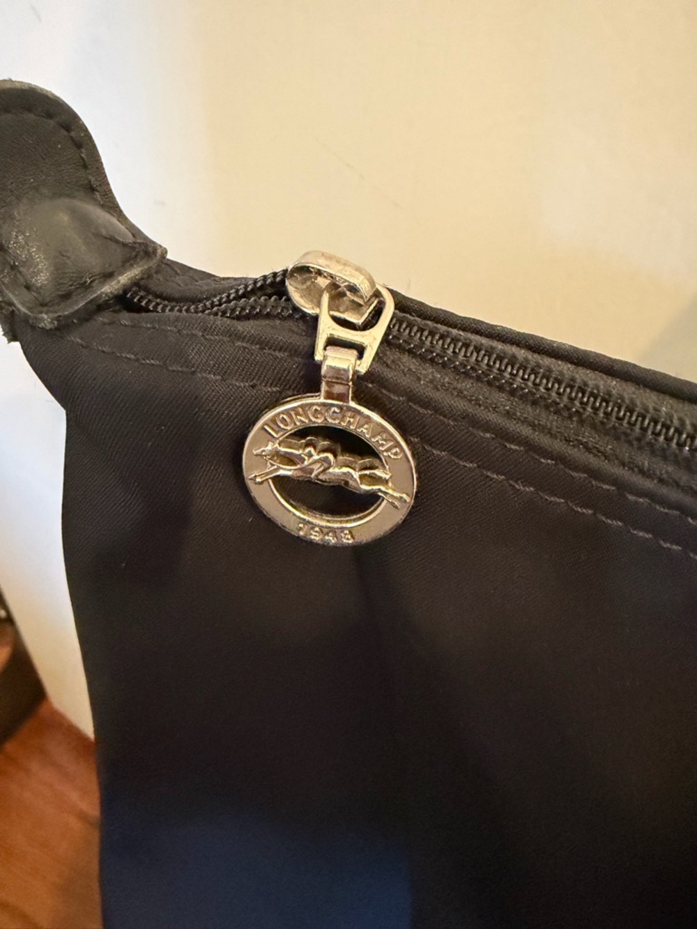 Longchamp Black Nylon Tote with Leather Trim - Picture 3 of 5